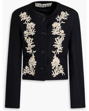 S.S.Daley Embroidered Slub Woven Jacket - Black