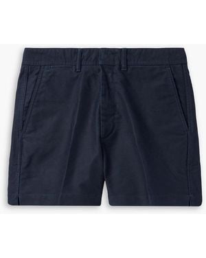 Tom Ford Slim-Fit Straight-Leg Brushed Cotton-Twill Shorts - Blue