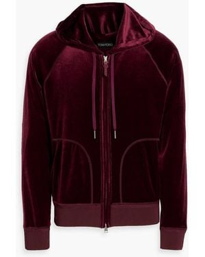 Tom Ford Velvet Zip-Up Hoodie - Red