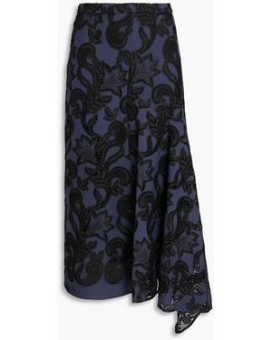 Erdem Asymmetric Guipure Lace Midi Skirt - Blue