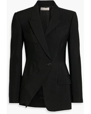 McQueen Asymmetric Wool Blazer - Black