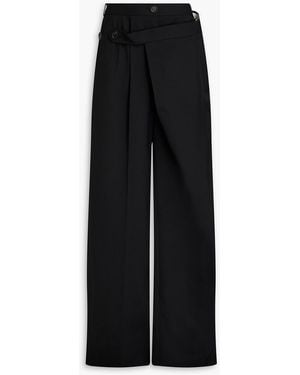 Peter Do Pleated Layered Twill Wide-leg Trousers - Black