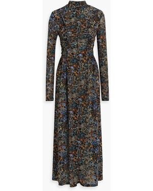 Ulla Johnson Orianna Ruched Printed Stretch-Jersey Midi Dress - Black