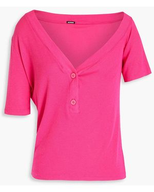 Monrow Ribbed Stretch-micro Modal And Supima Cotton-blend Top - Pink
