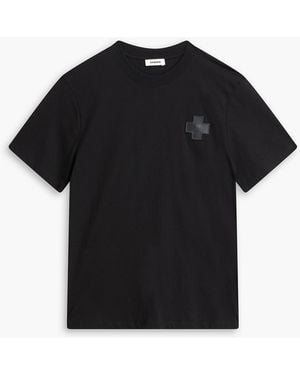 Sandro Appliquéd Cotton-Jersey T-Shirt - Black