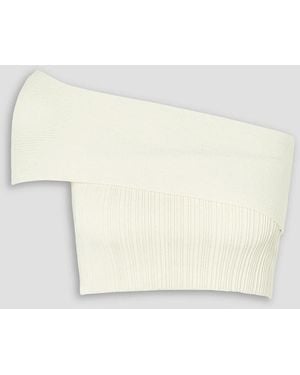 Anna Quan Clare One-shoulder Cropped Ribbed Cotton-blend Top - Natural