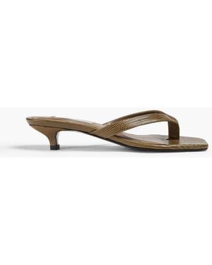 TOTEME Lizard-Effect Leather Sandals - Green