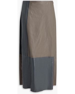 JOSEPH Cezanne Patchwork-effect Two-tone Leather Midi Skirt - Grey