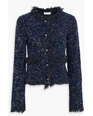 Rabanne Fringed Metallic Bouclé-Knit Jacket - Blue