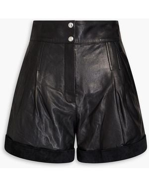 IRO Suede-trimmed Leather Shorts - Black