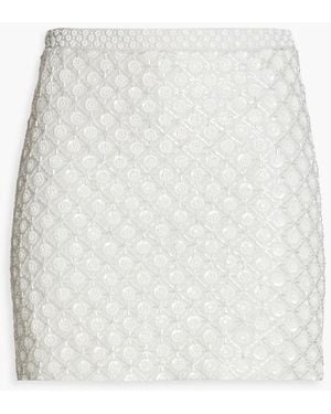 Andrew Gn Embellished Linen-blend Mini Skirt - White