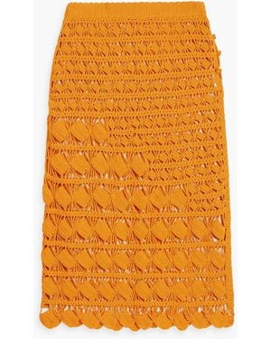 Acne Studios Crocheted Cotton Midi Skirt - Orange