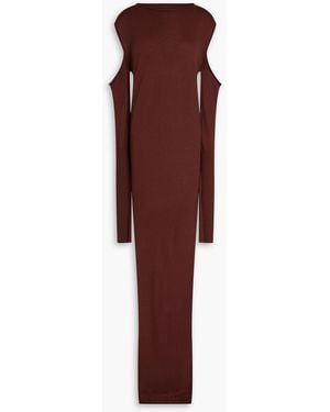 Rick Owens Abito Cold-shoulder Wool Maxi Dress - Purple