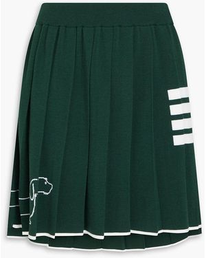Thom Browne Plissierter minirock aus einer wollmischung mit streifen und intarsienmuster - Grün
