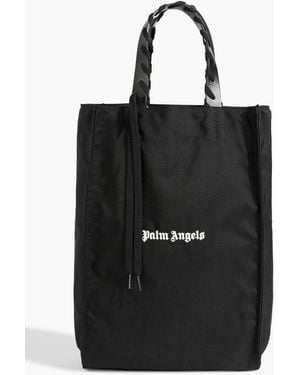 Palm Angels Leather-Trimmed Cotton-Canvas Tote - Black