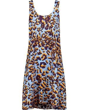 MSGM Tie-Back Leopard-Print Silk-Twill Mini Dress - White