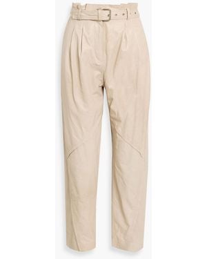 IRO Belted Leather Tapered Pants - Natural
