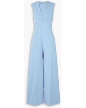 Emilia Wickstead Whitney Gathered Wool-crepe Jumpsuit - Blue