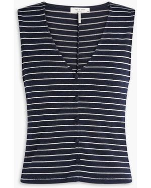 Rag & Bone Striped Stretch-Knit Top - Blue