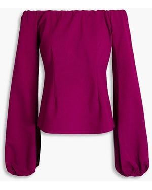 Sara Battaglia Off-the-shoulder Jersey Top - Purple