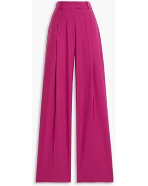 Another Tomorrow Wool-Blend Wide-Leg Trousers - Pink