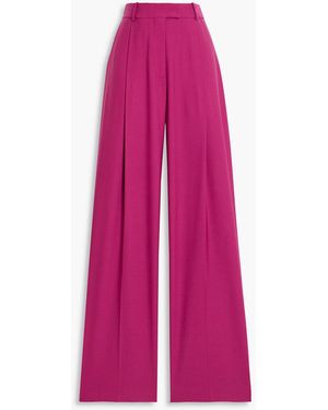Another Tomorrow Wool-Blend Wide-Leg Trousers - Pink
