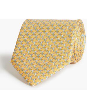 Ferragamo Printed Silk-twill Tie - White