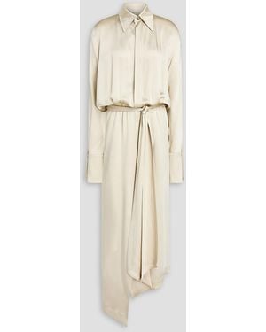 Petar Petrov Aquarius Wrap-effect Satin Maxi Shirt Dress - Natural