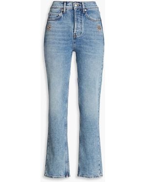 Maje Crystal-embellished High-rise Straight-leg Jeans - Blue
