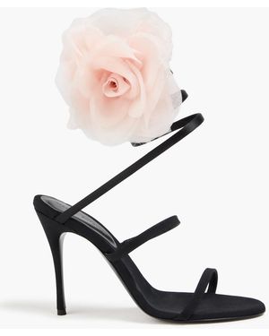 Magda Butrym Floral-Appliquéd Grosgrain Sandals - White