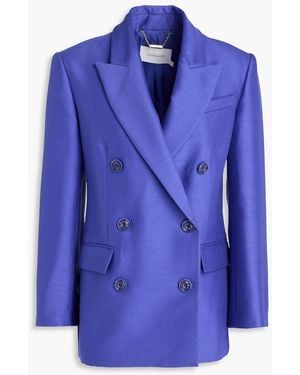 Zimmermann Double-Breasted Wool And Silk-Blend Blazer - Blue