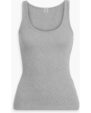 TOTEME Ribbed Stretch Cotton-Jersey Tank - Gray