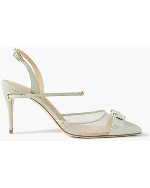 Jennifer Chamandi Vittorio 85 slingback-pumps aus elapheleder mit mesh- und lederbesätzen - Mettallic