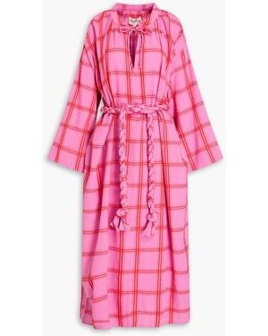Mara Hoffman Lysa Checked Cotton-jacquard Midi Dress - Pink