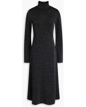 JOSEPH Metallic Merino Wool-Blend Turtleneck Midi Dress - Black