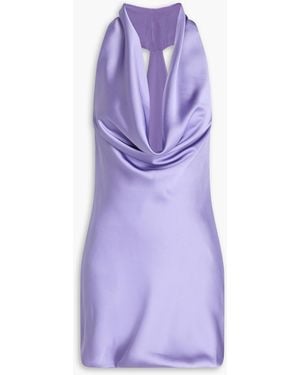 Norma Kamali Draped Satin Mini Dress - Purple
