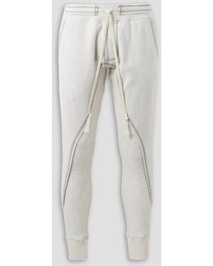 Greg Lauren Slim-Fit Panelled Cotton-Jersey Joggers - White