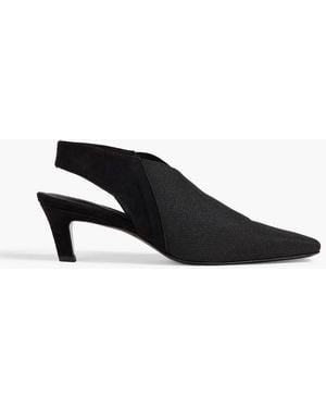 TOTEME Suede And Stretch-Knit Slingback Pumps - Black