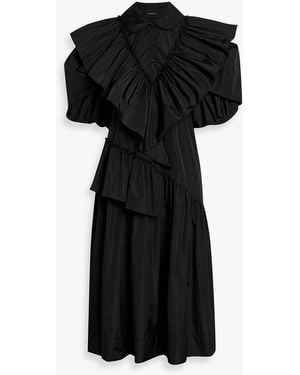 Simone Rocha Ruffled Taffeta Midi Dress - Black