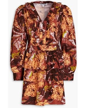 Walter Baker Gestuftes minikleid aus baumwolle mit print - Orange