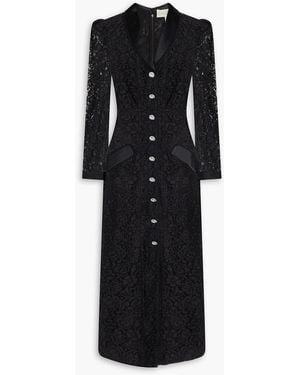 Saloni Lulu Corded Lace Midi Dress - Black