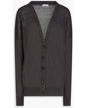 Brunello Cucinelli Cardigan aus leinen mit pailletten - Schwarz