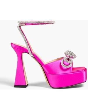 Mach & Mach Bow-Detailed Satin Platform Sandals - Pink