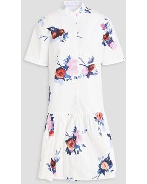 Erdem Floral-print Cotton-poplin Mini Dress - White