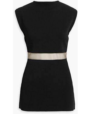 TOTEME Mesh-Paneled Stretch-Knit Top - Black