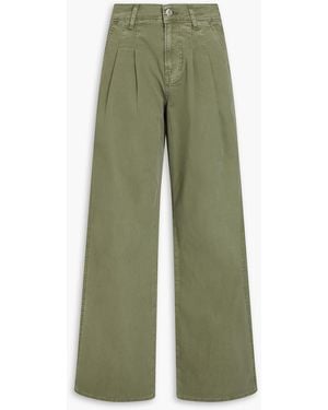 Veronica Beard Mia Stretch-Cotton Twill Wide-Leg Pants - Green