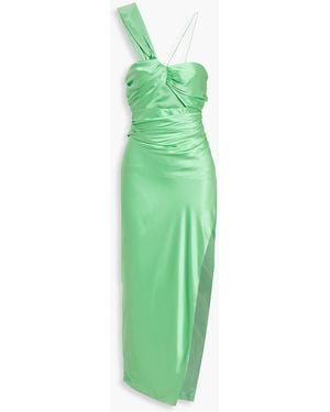 The Sei One-Shoulder Cutout Silk-Satin Midi Dress - Green