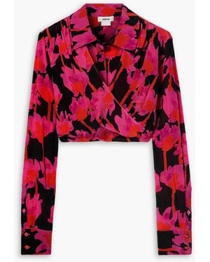 Jason Wu Cropped Floral-print Crepon Blouse - Red