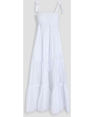 Charo Ruiz Delphinus Tiered Cotton-Blend Voile Maxi Dress - White