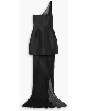 BEARE PARK One-shoulder Layered Silk-georgette And Faille Maxi Dress - Black